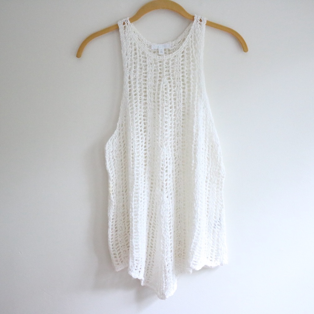 White Crochet Sleeveless Tank Top
